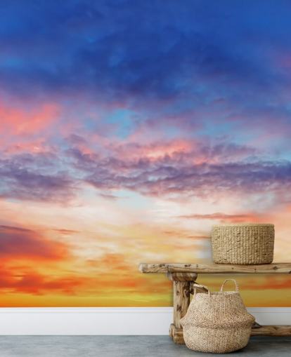 Blue and Orange Passionate Sunset Wall Mural