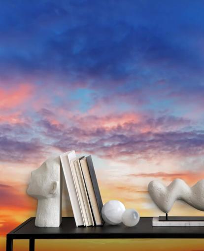 Blå og Orange Lidenskabelig Sunset Vægmaleri