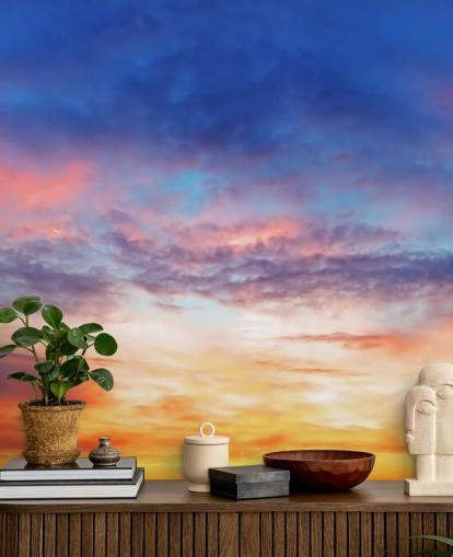 Mural de pared Atardecer apasionado en azul