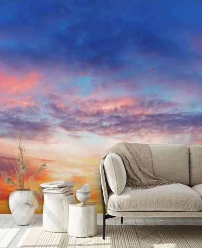 Mural de pared Atardecer apasionado en azul