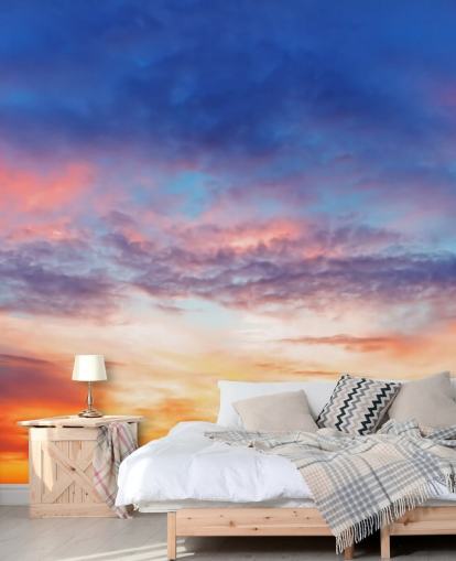 Blue and Orange Passionate Sunset Wall Mural
