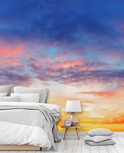 Décoration murale passionnée de coucher de soleil bleu et orange