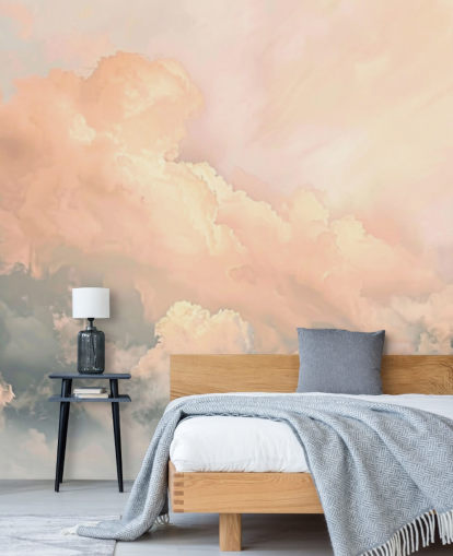 persikkapilven taustakuvamaalaus nimeltä Abstract Peach Clouds makuuhuoneisiin, olohuoneisiin ja kylpyhuoneisiin persikkapilven taustakuvamaalaus nimeltä Abstract Peach Clouds makuuhuoneisiin, olohuoneisiin ja kylpyhuoneisiin