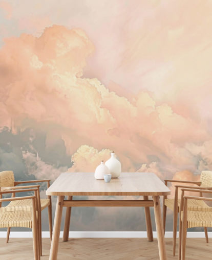 peach cloud wallpaper mural called Abstract Peach Clouds for bedrooms, living rooms and bathrooms