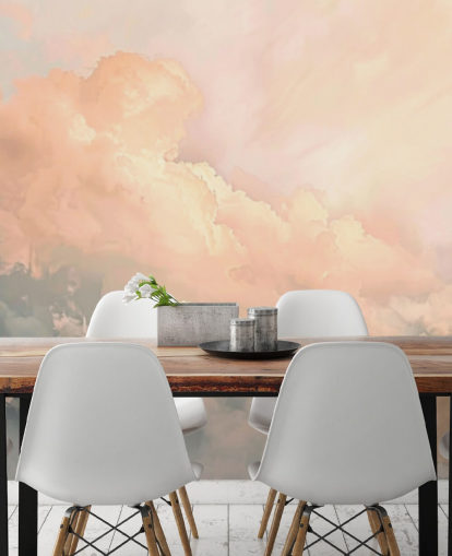 peach cloud behangmuurschildering genaamd Abstract Peach Clouds voor slaapkamers, woonkamers en badkamers peach cloud behangmuurschildering genaamd Abstract Peach Clouds voor slaapkamers, woonkamers en badkamers