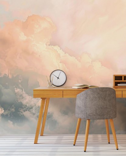 peach cloud wallpaper mural called Abstract Peach Clouds for bedrooms, living rooms and bathrooms