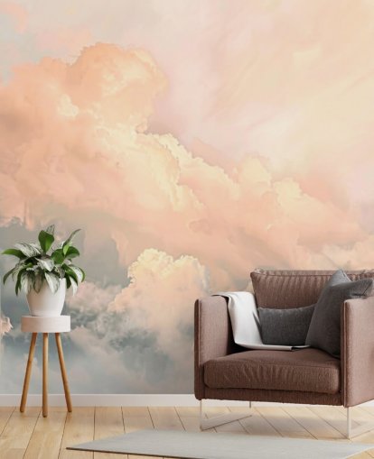 peach cloud behangmuurschildering genaamd Abstract Peach Clouds voor slaapkamers, woonkamers en badkamers peach cloud behangmuurschildering genaamd Abstract Peach Clouds voor slaapkamers, woonkamers en badkamers