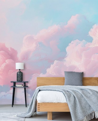 rosa sky tapet veggmaleri kalt Abstract Pastel Clouds for soverom, stuer og bad
