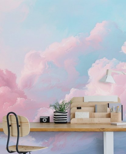 rosa sky tapet veggmaleri kalt Abstract Pastel Clouds for soverom, stuer og bad