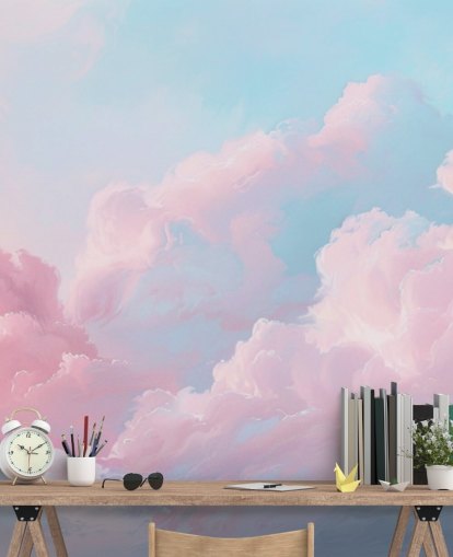 rosa sky tapet veggmaleri kalt Abstract Pastel Clouds for soverom, stuer og bad