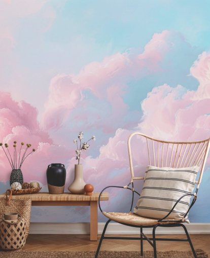 pink cloud wallpaper mural called Abstract Pastel Clouds for bedrooms, living rooms and bathrooms