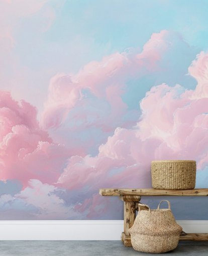 vaaleanpunainen pilvi taustakuvamaalaus nimeltä Abstract Pastel Clouds makuuhuoneisiin, olohuoneisiin ja kylpyhuoneisiin