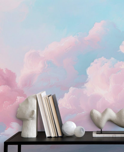 rosa moln tapetväggmålning kallad Abstract Pastel Clouds för sovrum, vardagsrum och badrum rosa moln tapetväggmålning kallad Abstract Pastel Clouds för sovrum, vardagsrum och badrum