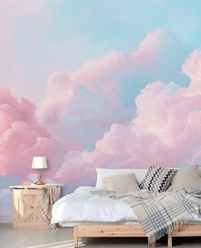 pink cloud wallpaper mural called Abstract Pastel Clouds for bedrooms, living rooms and bathrooms