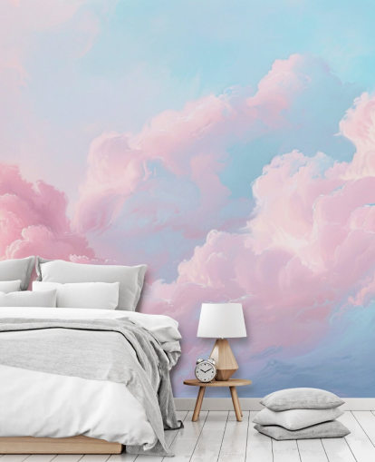 pink cloud wallpaper mural called Abstract Pastel Clouds for bedrooms, living rooms and bathrooms