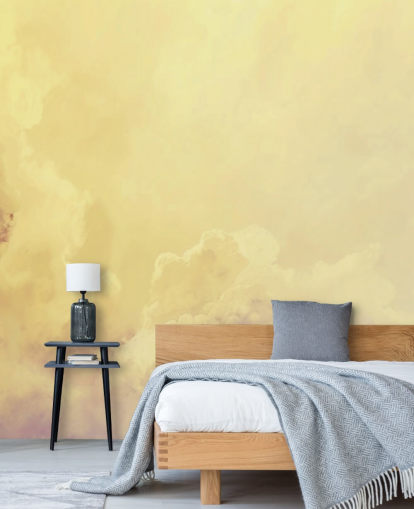 yellow cloud wallpaper mural called Abstract Pale Yellow Clouds for bedrooms, bathrooms and living rooms