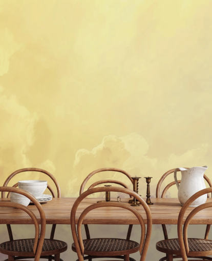 gelbe Wolkentapete namens Abstract Pale Yellow Clouds für Schlafzimmer, Badezimmer und Wohnzimmer