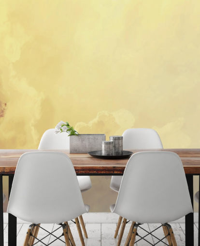 papier peint mural en forme de nuage jaune appelé Abstract Pale Yellow Clouds pour les chambres, les salles de bain et les salons
