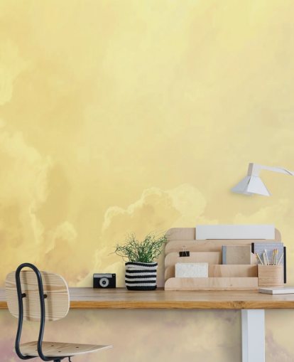 yellow cloud wallpaper mural called Abstract Pale Yellow Clouds for bedrooms, bathrooms and living rooms