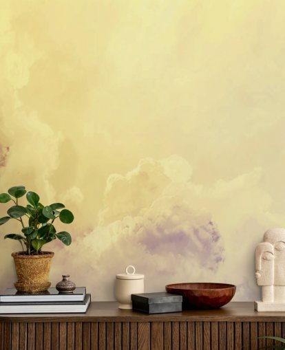 gelbe Wolkentapete namens Abstract Pale Yellow Clouds für Schlafzimmer, Badezimmer und Wohnzimmer gelbe Wolkentapete namens Abstract Pale Yellow Clouds für Schlafzimmer, Badezimmer und Wohnzimmer