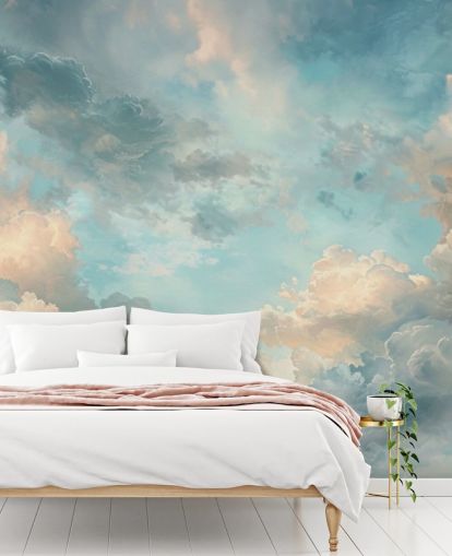 blue cloud wallpaper mural called Abstract Sky Blue Clouds for bedrooms, bathrooms and living rooms