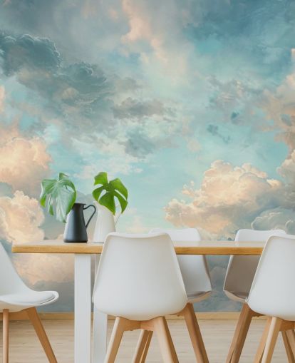 blue cloud wallpaper mural called Abstract Sky Blue Clouds for bedrooms, bathrooms and living rooms