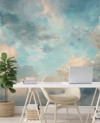 blue cloud wallpaper mural called Abstract Sky Blue Clouds for bedrooms, bathrooms and living rooms