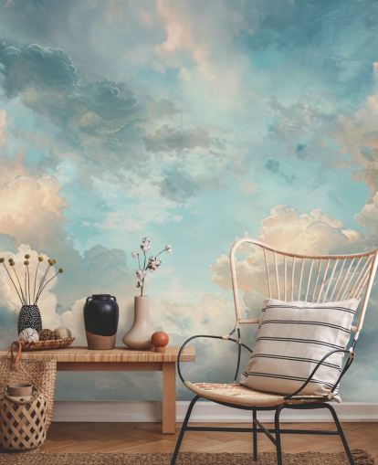 blå sky tapet vægmaleri kaldet Abstract Sky Blue Clouds til soveværelser, badeværelser og stuer blå sky tapet vægmaleri kaldet Abstract Sky Blue Clouds til soveværelser, badeværelser og stuer