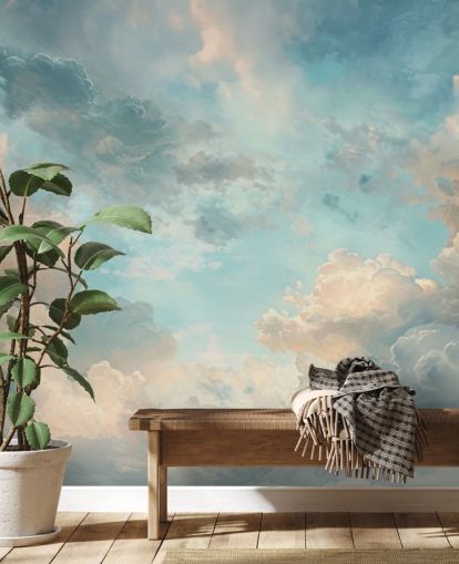 blue cloud wallpaper mural called Abstract Sky Blue Clouds for bedrooms, bathrooms and living rooms