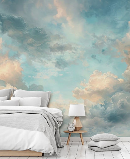 blå sky tapet veggmaleri kalt Abstract Sky Blue Clouds for soverom, bad og stuer blå sky tapet veggmaleri kalt Abstract Sky Blue Clouds for soverom, bad og stuer