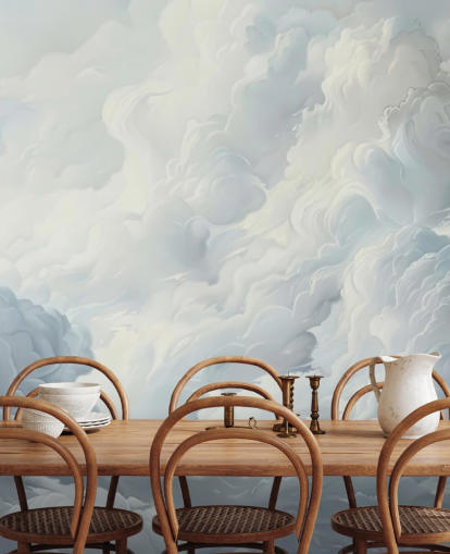 papier peint mural de nuages abstraits gris et blancs pour chambres à coucher, salles de bain et salons