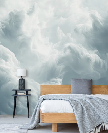 valkoinen pilvi taustakuvamaalaus nimeltä Abstract Gentle Clouds makuuhuoneisiin, kylpyhuoneisiin ja olohuoneisiin