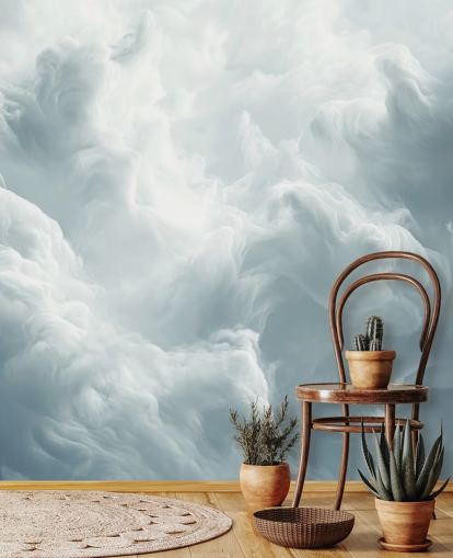 white cloud wallpaper mural called Abstract Gentle Clouds for bedrooms, bathrooms and living rooms