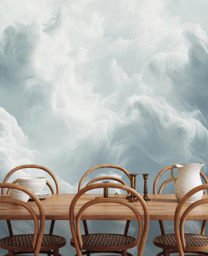 mural de papel pintado de nubes blancas llamado Abstract Gentle Clouds para dormitorios, baños y salas de estar