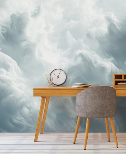 mural de papel de parede de nuvem branca chamado Abstract Gentle Clouds para quartos, banheiros e salas de estar mural de papel de parede de nuvem branca chamado Abstract Gentle Clouds para quartos, banheiros e salas de estar