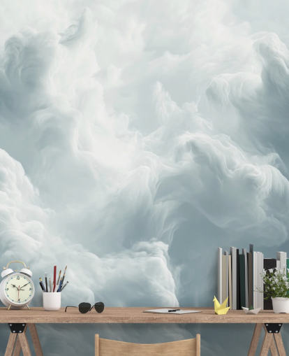 mural de papel de parede de nuvem branca chamado Abstract Gentle Clouds para quartos, banheiros e salas de estar