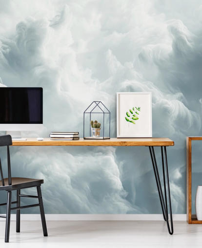white cloud wallpaper mural called Abstract Gentle Clouds for bedrooms, bathrooms and living rooms