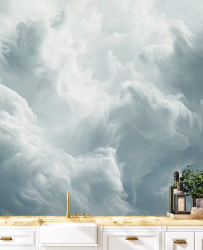 white cloud wallpaper mural called Abstract Gentle Clouds for bedrooms, bathrooms and living rooms