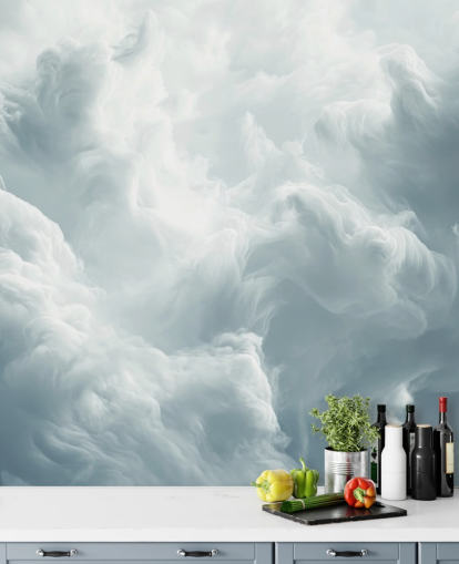 white cloud wallpaper mural called Abstract Gentle Clouds for bedrooms, bathrooms and living rooms