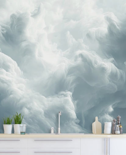 hvit sky tapet veggmaleri kalt Abstract Gentle Clouds for soverom, bad og stuer hvit sky tapet veggmaleri kalt Abstract Gentle Clouds for soverom, bad og stuer
