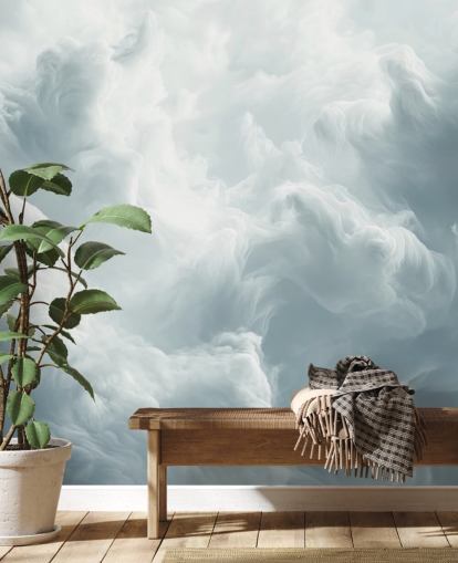 valkoinen pilvi taustakuvamaalaus nimeltä Abstract Gentle Clouds makuuhuoneisiin, kylpyhuoneisiin ja olohuoneisiin