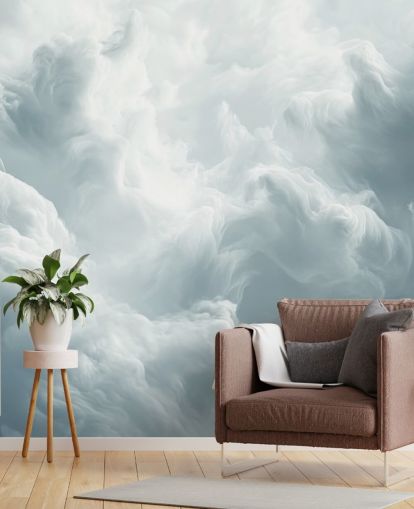 white cloud wallpaper mural called Abstract Gentle Clouds for bedrooms, bathrooms and living rooms