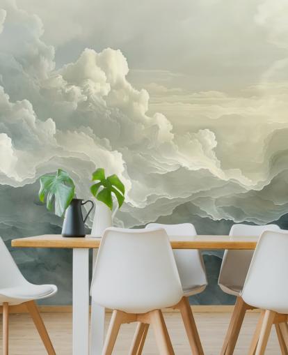 valkoinen ja musta pilvi taustakuvamaalaus nimeltä Abstract Layered Clouds makuuhuoneisiin, kylpyhuoneisiin ja keittiöihin valkoinen ja musta pilvi taustakuvamaalaus nimeltä Abstract Layered Clouds makuuhuoneisiin, kylpyhuoneisiin ja keittiöihin