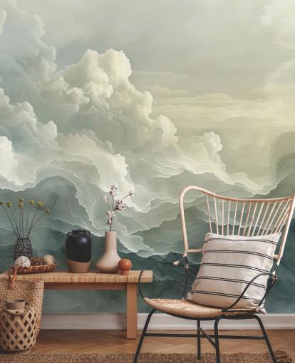 mural de papel de parede de nuvem branca e preta chamado Abstract Layered Clouds para quartos, banheiros e cozinhas mural de papel de parede de nuvem branca e preta chamado Abstract Layered Clouds para quartos, banheiros e cozinhas