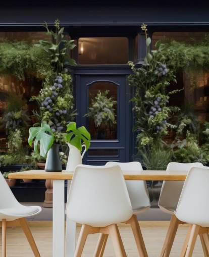 op maat gemaakte gevelmuurschildering genaamd Classic Flower Shop voor verzorgingstehuizen