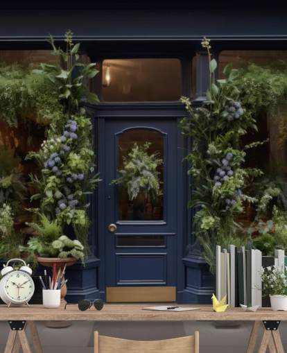 op maat gemaakte gevelmuurschildering genaamd Classic Flower Shop voor verzorgingstehuizen