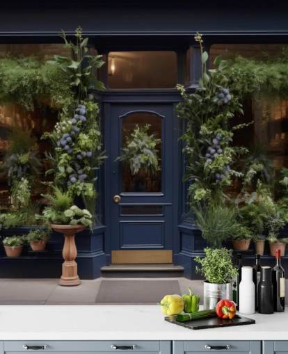 op maat gemaakte gevelmuurschildering genaamd Classic Flower Shop voor verzorgingstehuizen