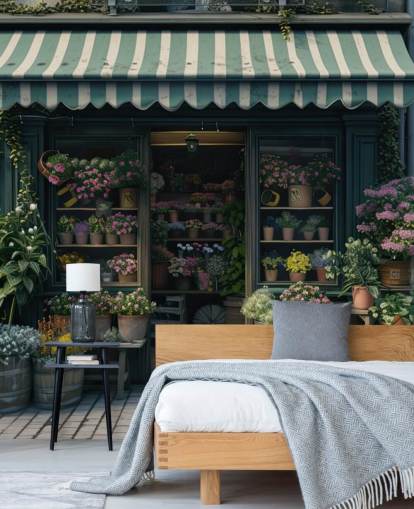 anpassbares Wandbild mit Ladenfront namens Vintage Flower Shop für Unternehmen und Pflegeheime anpassbares Wandbild mit Ladenfront namens Vintage Flower Shop für Unternehmen und Pflegeheime