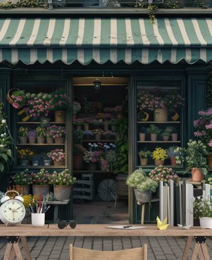 mural de pared personalizable para escaparate llamado Vintage Flower Shop para empresas y residencias de ancianos mural de pared personalizable para escaparate llamado Vintage Flower Shop para empresas y residencias de ancianos