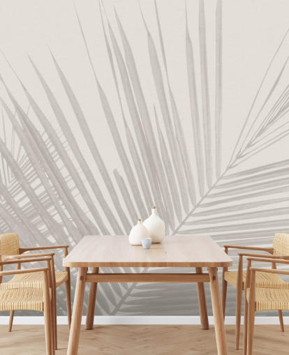 murale monocromatico con giungla chiamato Monochrome Tropical Palm Leaves per camere da letto, sale da pranzo e bagni murale monocromatico con giungla chiamato Monochrome Tropical Palm Leaves per camere da letto, sale da pranzo e bagni